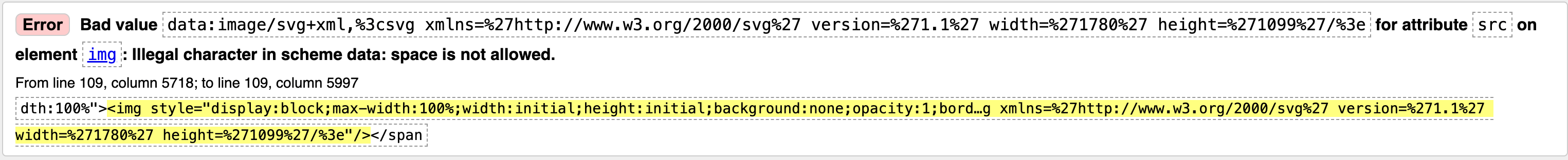 Validation error of Next.js image generated markup